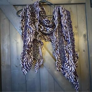 Chic Striped Purple and White Scarf